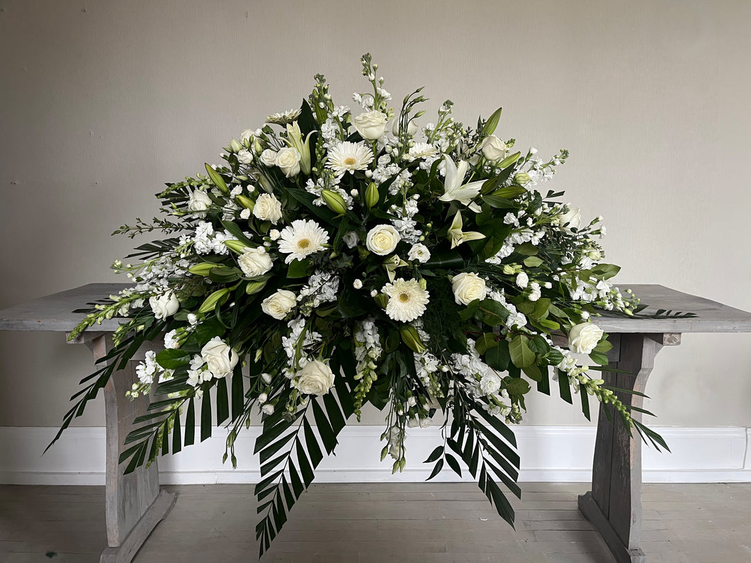 Simple White Casket Spray