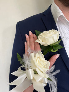Feathered Rose Corsage
