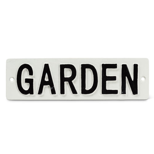 Garden White Iron Sign