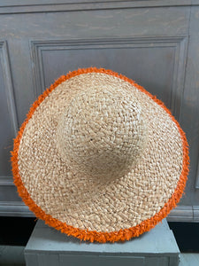 Orange Trim Raffia Sun Hat