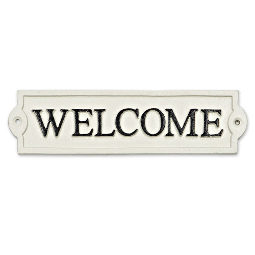 Welcome White Iron Sign